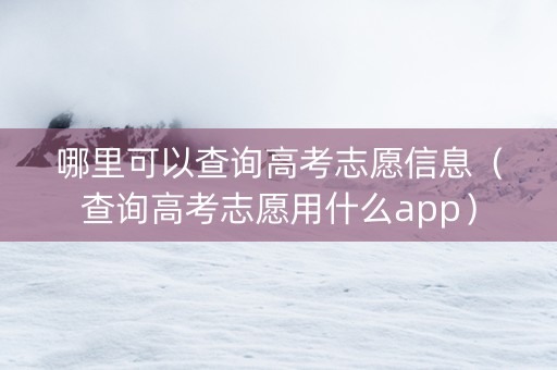 哪里可以查询高考志愿信息（查询高考志愿用什么app）