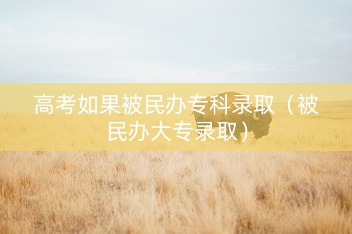 高考如果被民办专科录取（被民办大专录取）