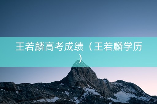 王若麟高考成绩（王若麟学历）