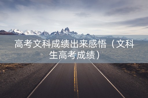 高考文科成绩出来感悟（文科生高考成绩）