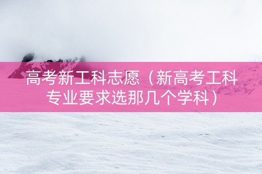 高考新工科志愿（新高考工科专业要求选那几个学科）