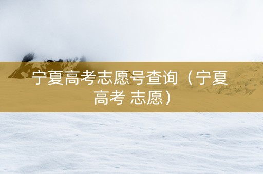宁夏高考志愿号查询（宁夏 高考 志愿）