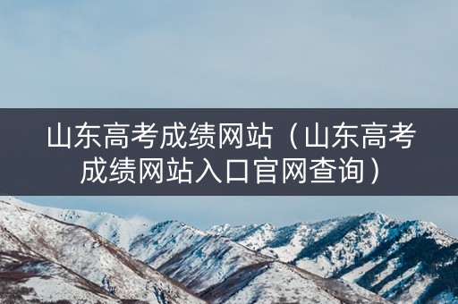 山东高考成绩网站（山东高考成绩网站入口官网查询）