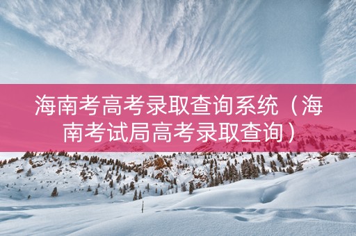 海南考高考录取查询系统（海南考试局高考录取查询）