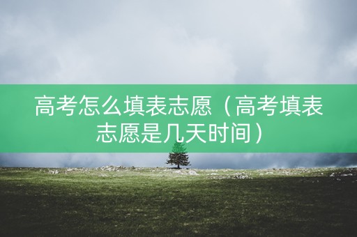 高考怎么填表志愿（高考填表志愿是几天时间）