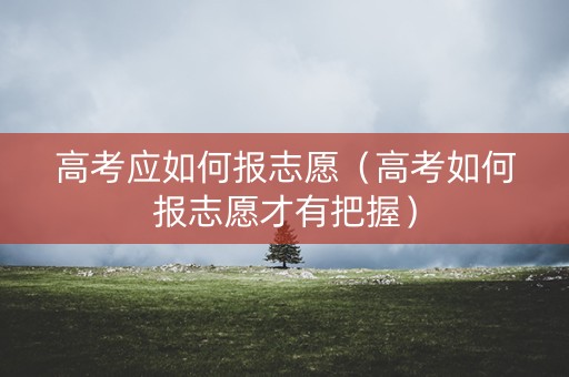 高考应如何报志愿（高考如何报志愿才有把握）