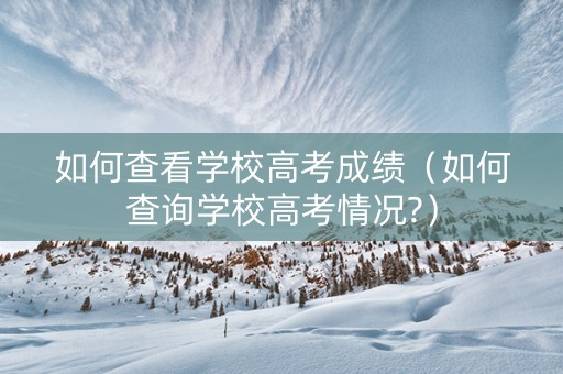 如何查看学校高考成绩（如何查询学校高考情况?）
