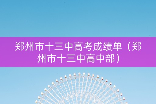 郑州市十三中高考成绩单（郑州市十三中高中部）