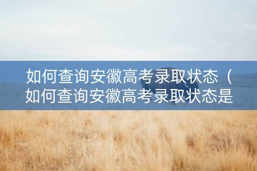 如何查询安徽高考录取状态（如何查询安徽高考录取状态是否正常）