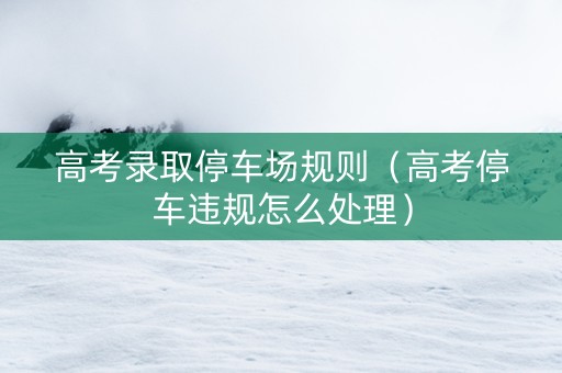 高考录取停车场规则（高考停车违规怎么处理）