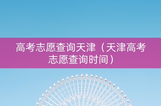 高考志愿查询天津（天津高考志愿查询时间）