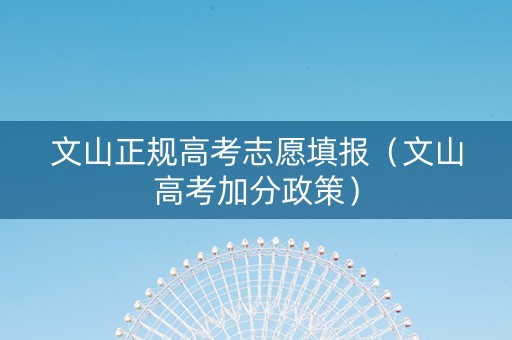 文山正规高考志愿填报（文山高考加分政策）