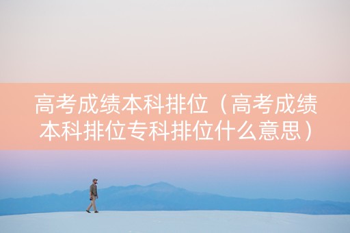 高考成绩本科排位（高考成绩本科排位专科排位什么意思）