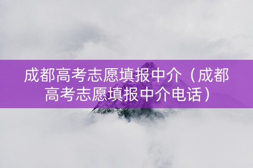 成都高考志愿填报中介（成都高考志愿填报中介电话）