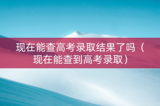 现在能查高考录取结果了吗（现在能查到高考录取）