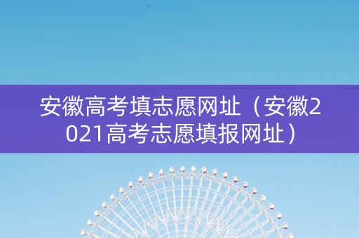 安徽高考填志愿网址（安徽2021高考志愿填报网址）