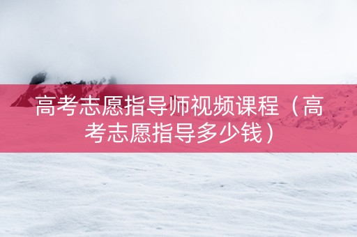 高考志愿指导师视频课程（高考志愿指导多少钱）