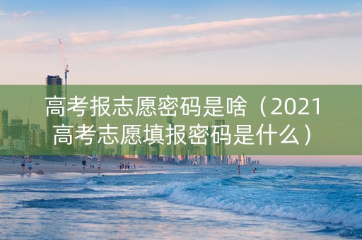 高考报志愿密码是啥（2021高考志愿填报密码是什么）