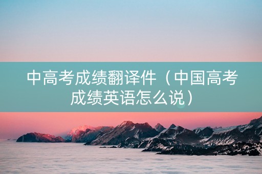 中高考成绩翻译件（中国高考成绩英语怎么说）