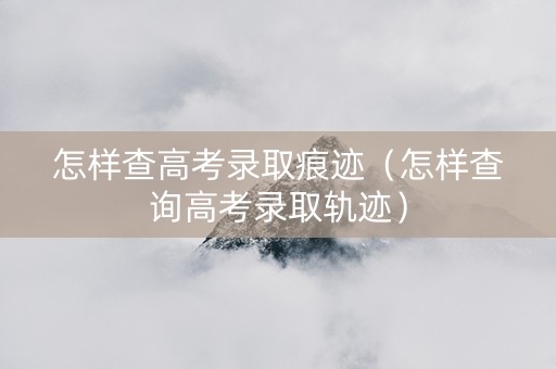 怎样查高考录取痕迹（怎样查询高考录取轨迹）