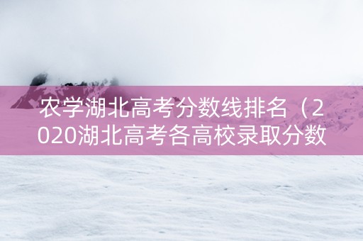 农学湖北高考分数线排名（2020湖北高考各高校录取分数）