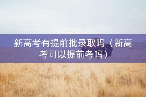新高考有提前批录取吗（新高考可以提前考吗）
