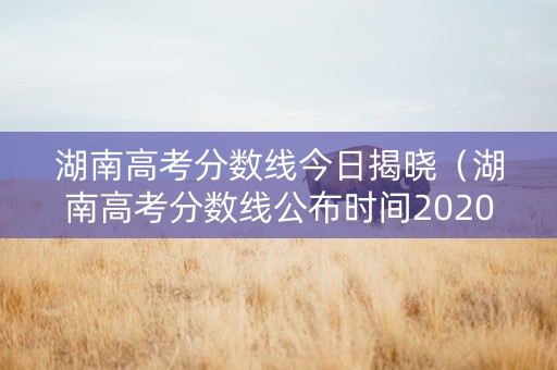 湖南高考分数线今日揭晓（湖南高考分数线公布时间2020）