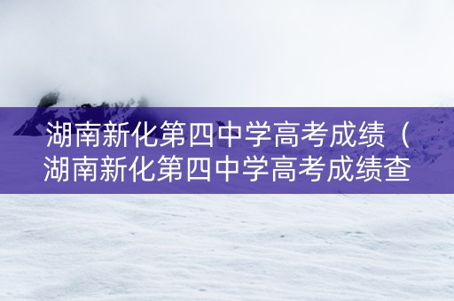 湖南新化第四中学高考成绩（湖南新化第四中学高考成绩查询）