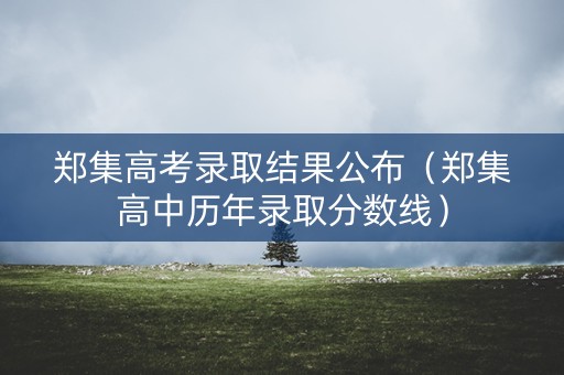 郑集高考录取结果公布（郑集高中历年录取分数线）