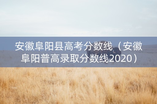 安徽阜阳县高考分数线（安徽阜阳普高录取分数线2020）