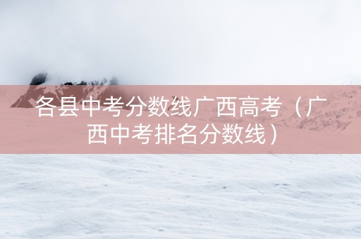 各县中考分数线广西高考（广西中考排名分数线）