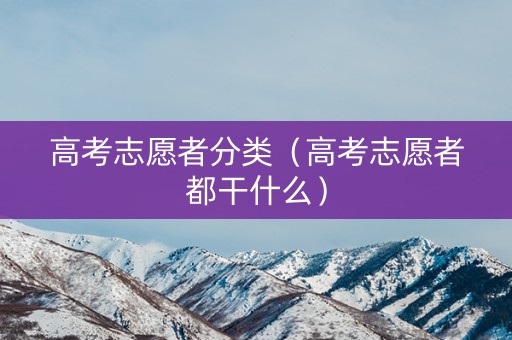 高考志愿者分类（高考志愿者都干什么）