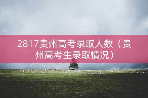 2817贵州高考录取人数（贵州高考生录取情况）