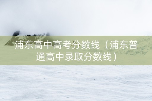 浦东高中高考分数线（浦东普通高中录取分数线）