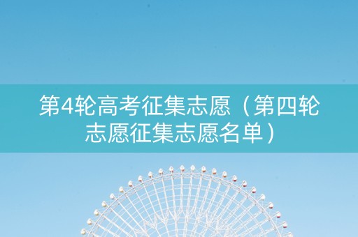 第4轮高考征集志愿（第四轮志愿征集志愿名单）