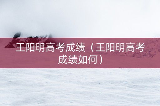 王阳明高考成绩（王阳明高考成绩如何）