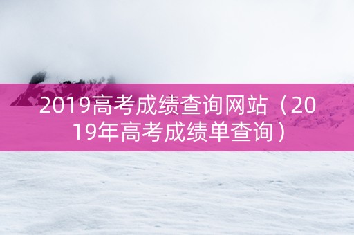 2019高考成绩查询网站（2019年高考成绩单查询）