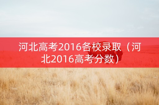 河北高考2016各校录取（河北2016高考分数）