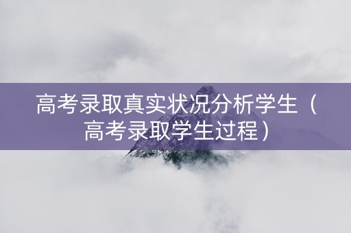 高考录取真实状况分析学生（高考录取学生过程）