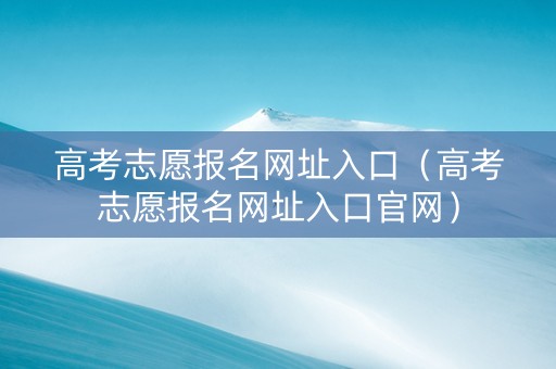 高考志愿报名网址入口（高考志愿报名网址入口官网）