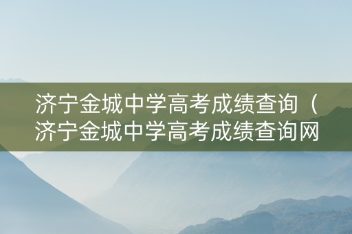 济宁金城中学高考成绩查询（济宁金城中学高考成绩查询网站）