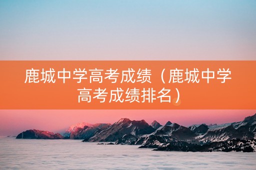 鹿城中学高考成绩（鹿城中学高考成绩排名）
