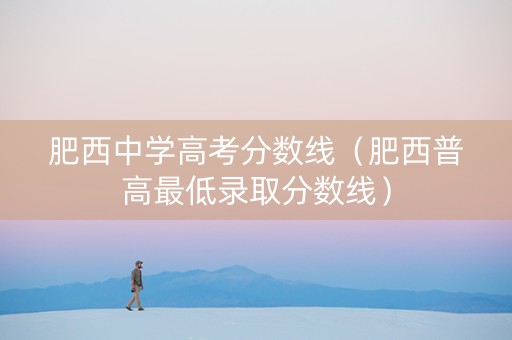 肥西中学高考分数线（肥西普高最低录取分数线）