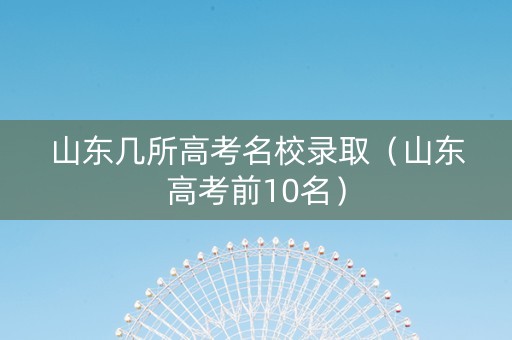 山东几所高考名校录取（山东高考前10名）