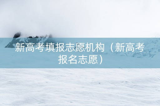新高考填报志愿机构（新高考报名志愿）