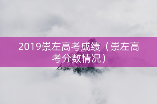 2019崇左高考成绩（崇左高考分数情况）