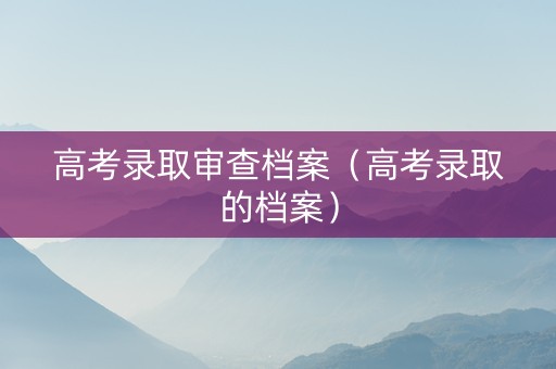 高考录取审查档案（高考录取的档案）