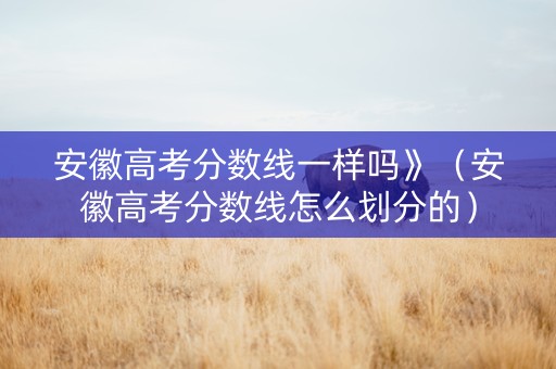 安徽高考分数线一样吗》（安徽高考分数线怎么划分的）
