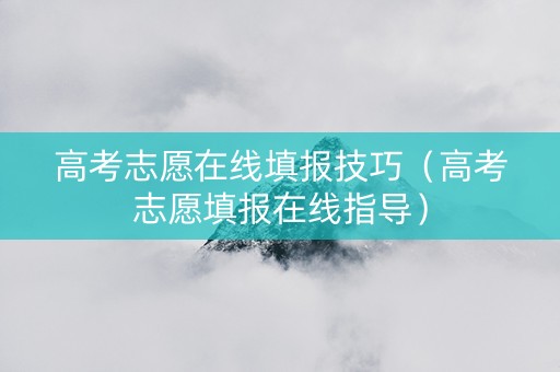 高考志愿在线填报技巧（高考志愿填报在线指导）