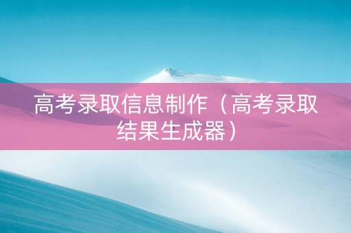 高考录取信息制作（高考录取结果生成器）